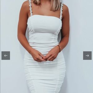 Shop Hopes white jeweled body con dress